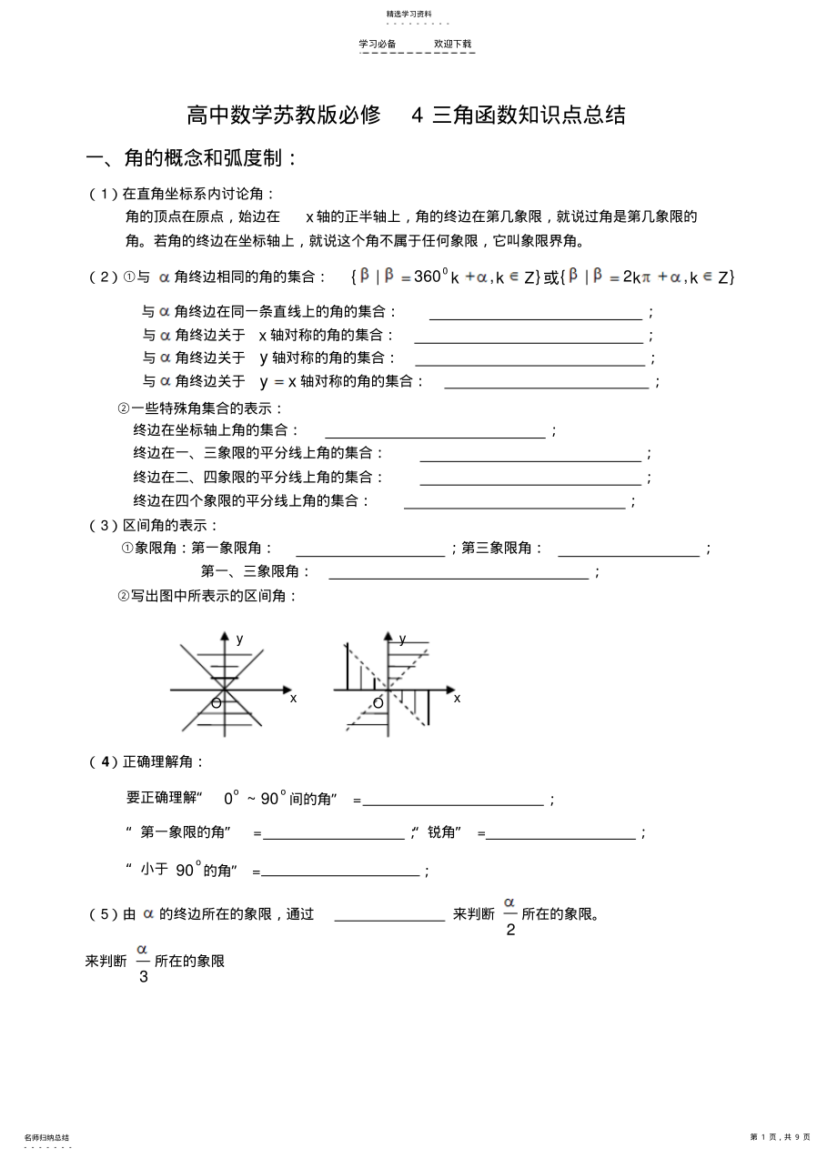 2022年高中数学苏教版三角函数知识点总结 .pdf_第1页