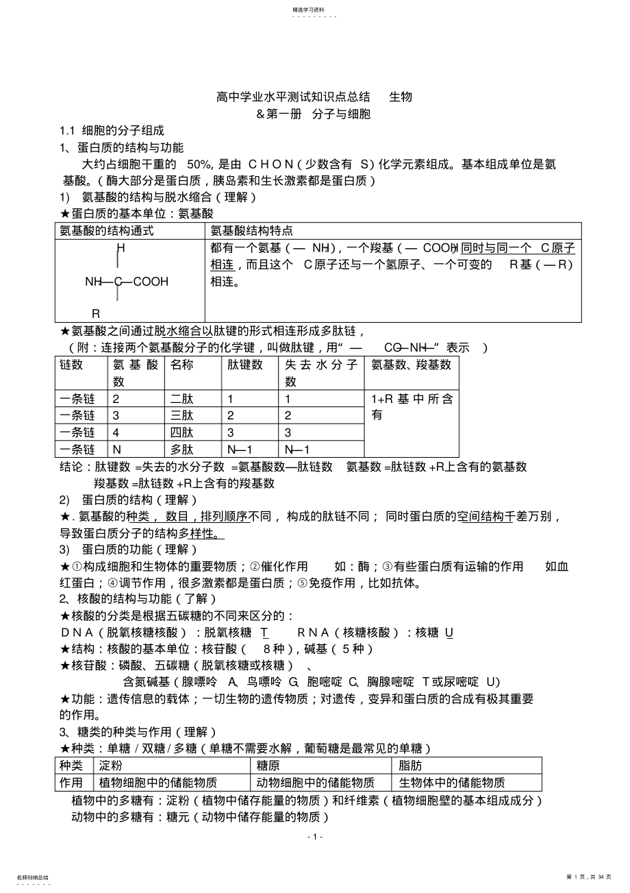 2022年高中生物必修一必修二必修三知识点实验总结解读 2.pdf_第1页