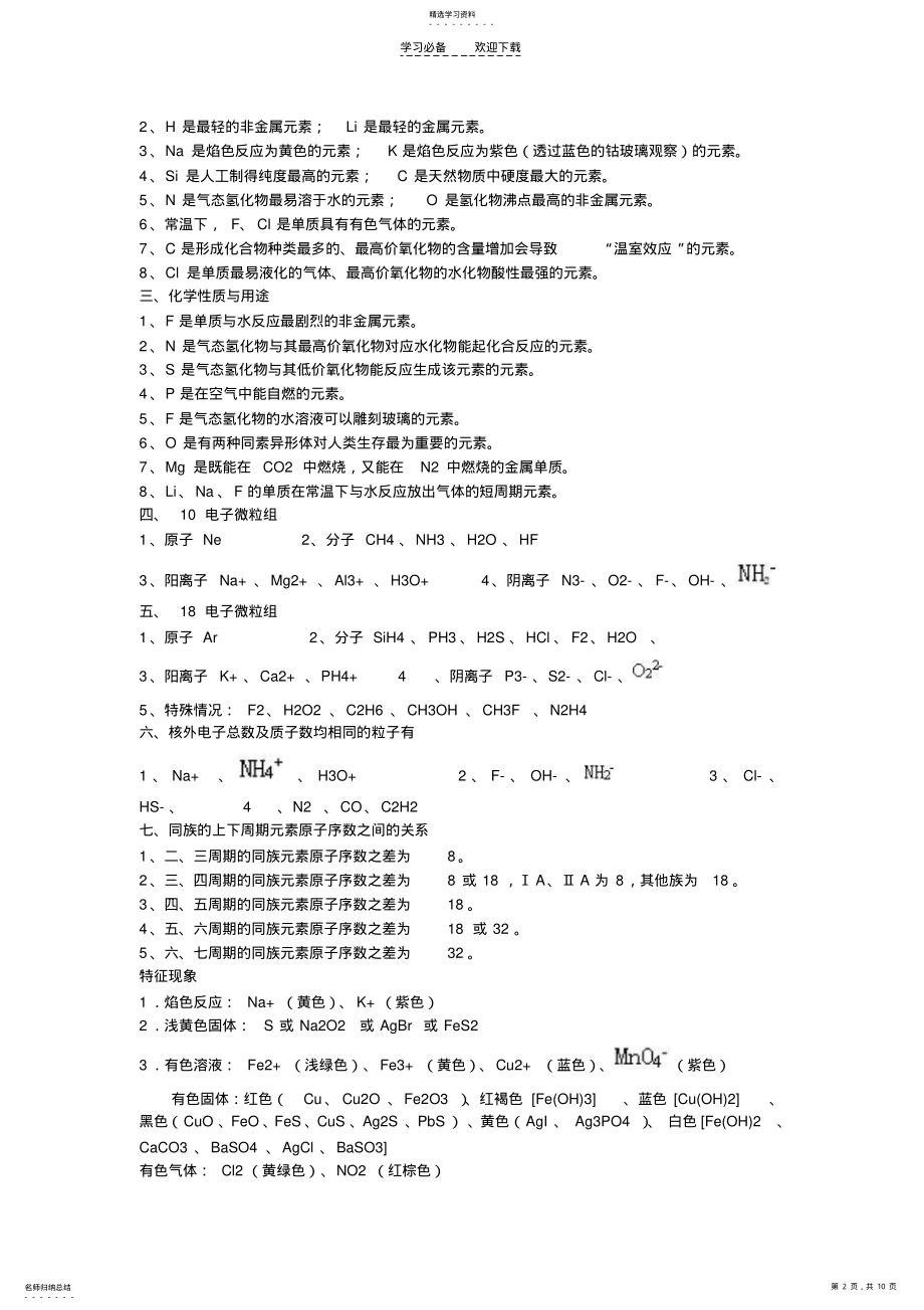 2022年高中化学推断题--突破口归纳 .pdf_第2页