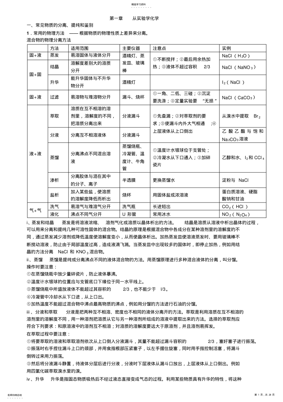 2022年高中化学必修一必修二知识点总结 .pdf_第1页