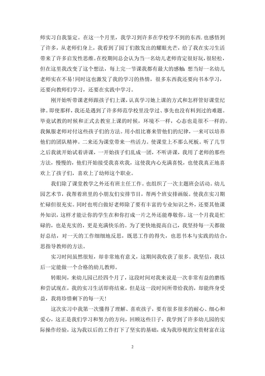 关于幼师实习自我鉴定锦集10篇.docx_第2页