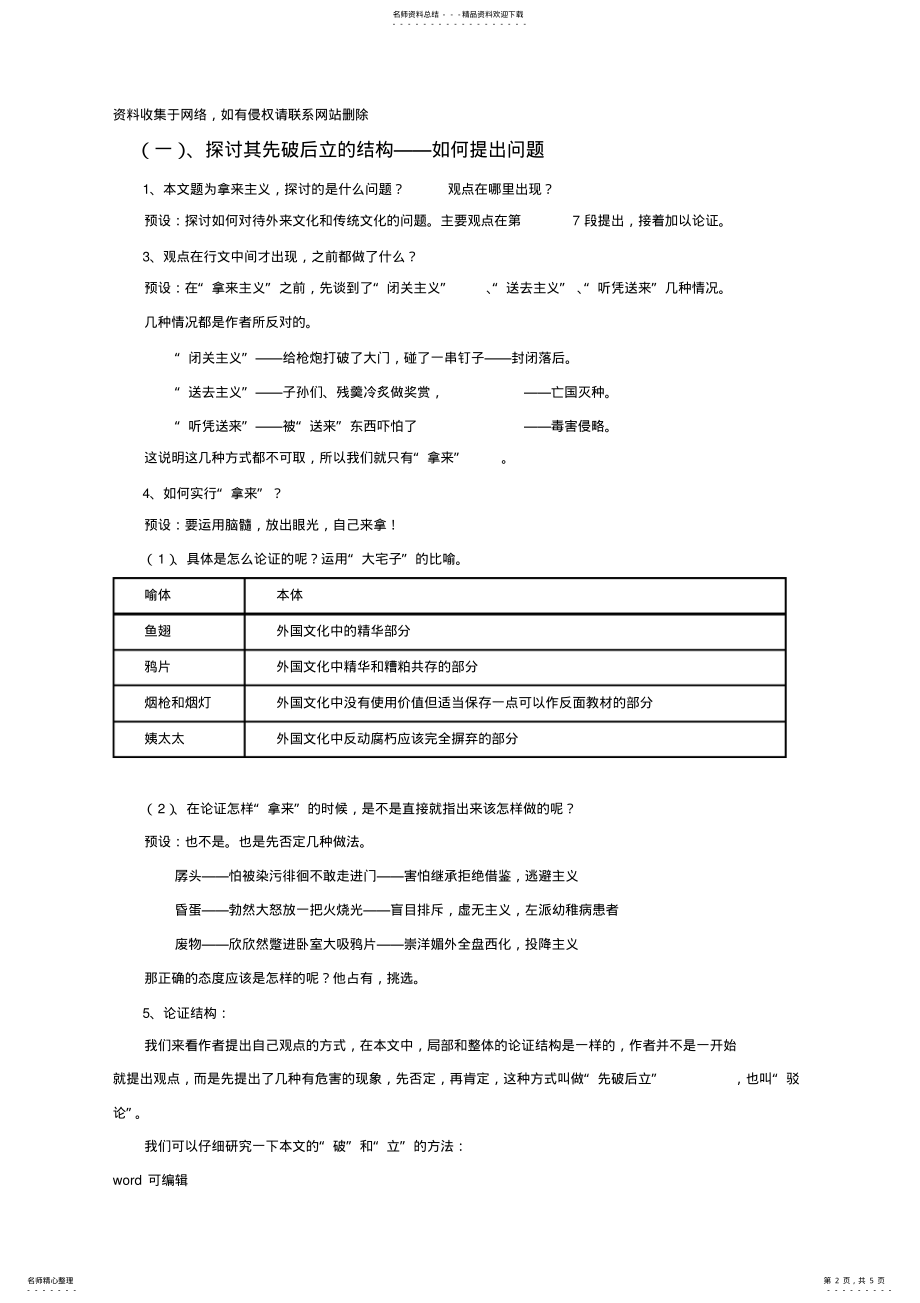 2022年2022年公开课拿来主义教案知识讲解 .pdf_第2页