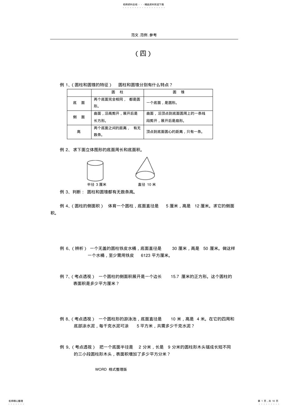 2022年2022年六年级数学圆柱圆锥练习试题和答案解析 2.pdf_第1页