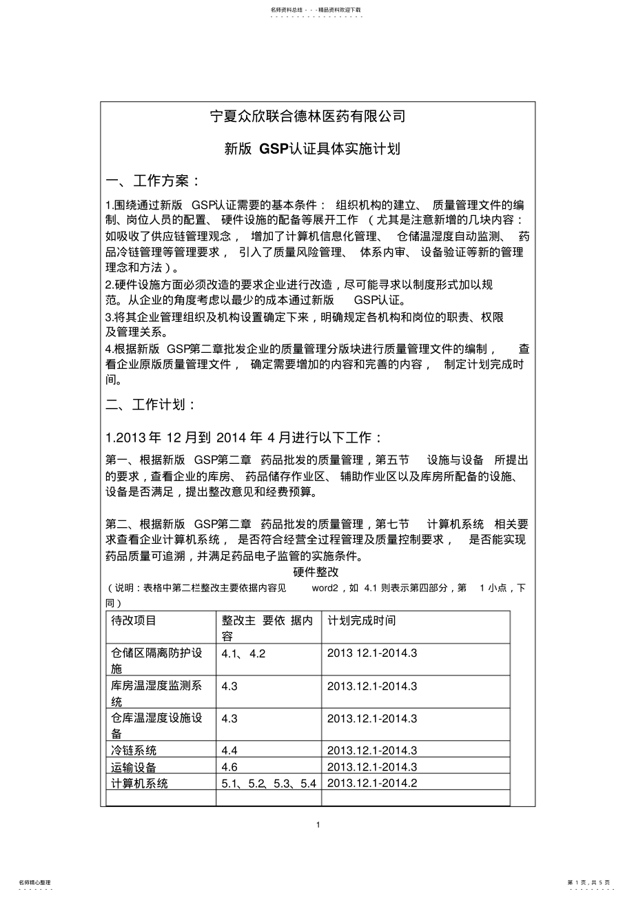 2022年2022年公司新版GSP认证工作方案、计划 .pdf_第1页