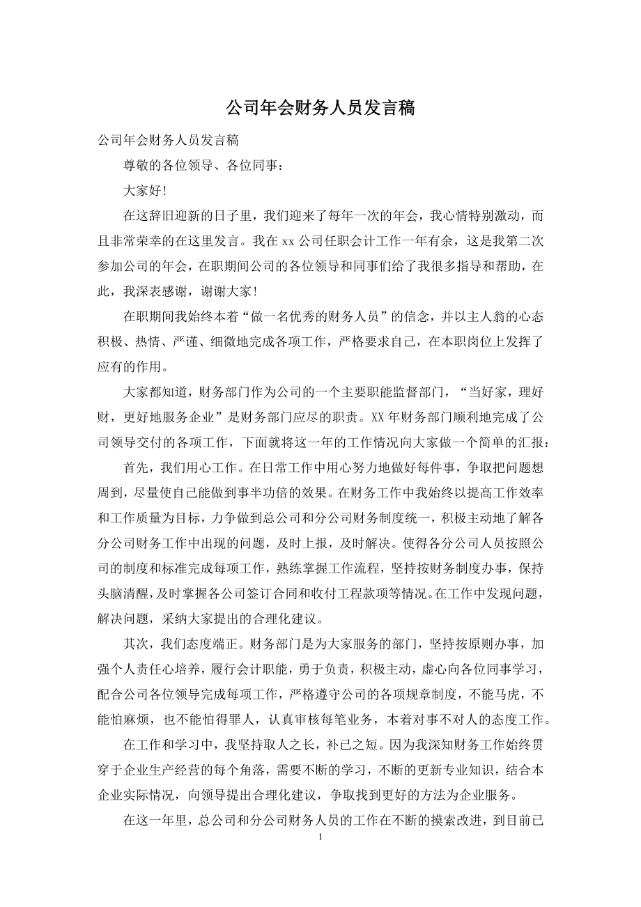 公司年会财务人员发言稿.docx_第1页