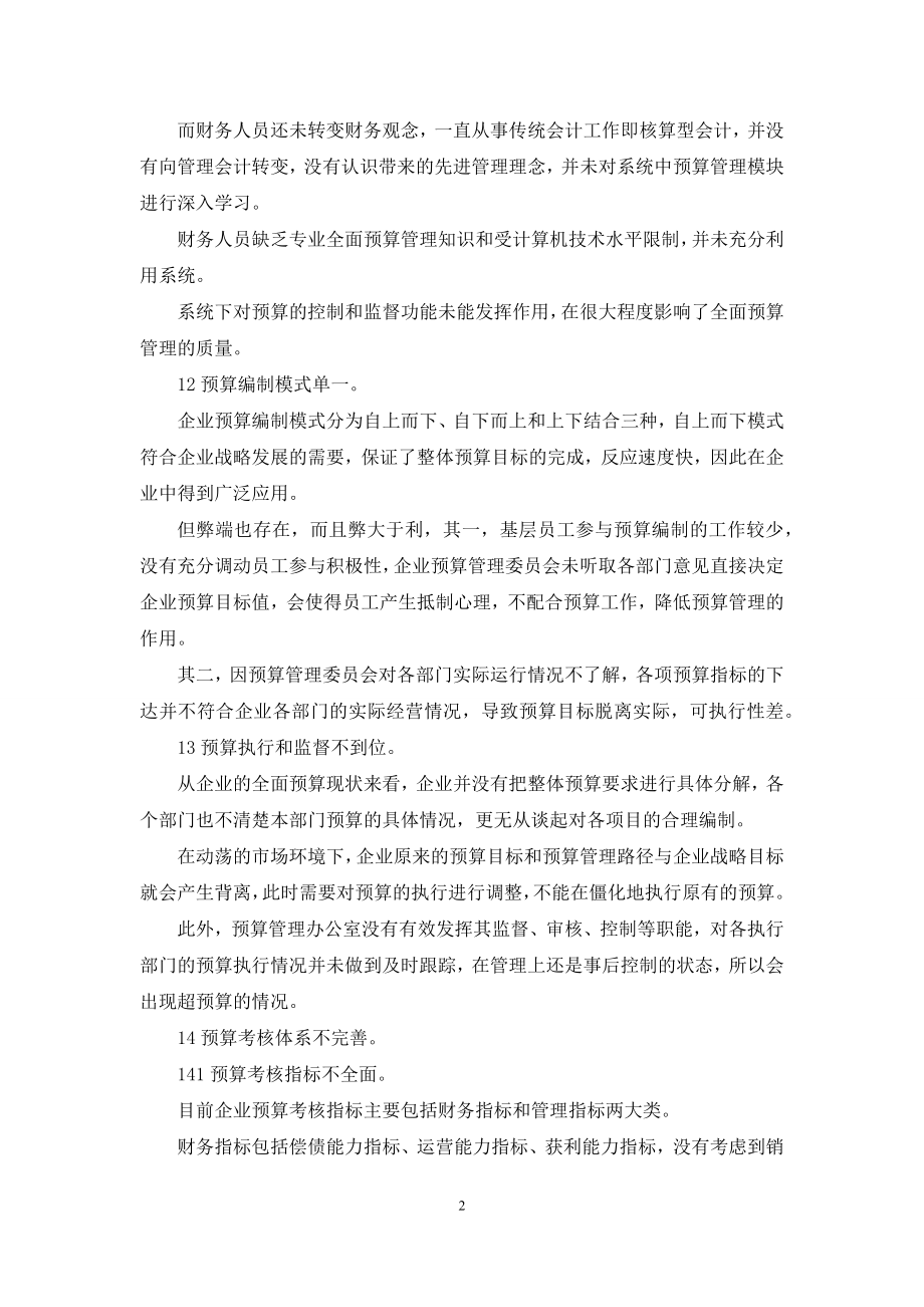 企业全面预算管理问题及措施.docx_第2页