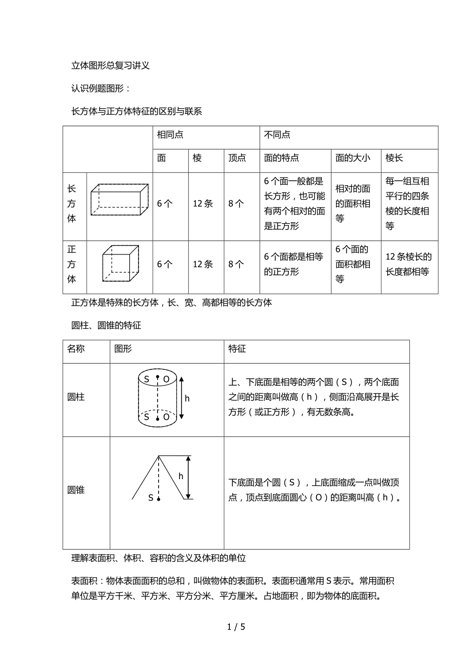 六年级立体图形总复习讲义.doc_第1页