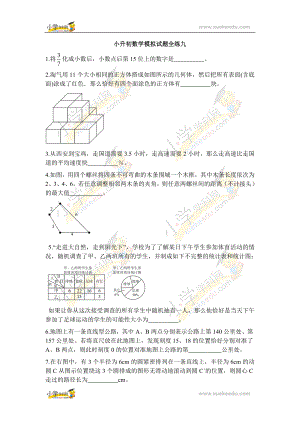 六年级下册数学试题--小升初模拟试题全练九---全国版(无答案).doc