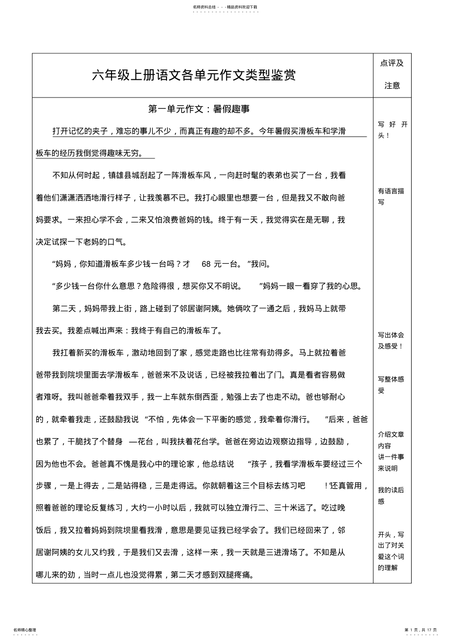 2022年2022年六年级语文作文类型及范文 .pdf_第1页