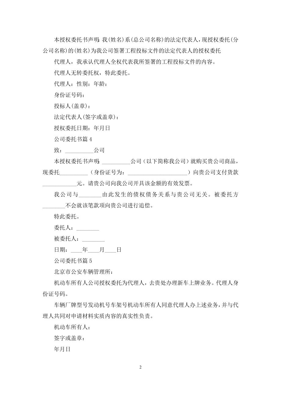 公司委托书范文集锦7篇.docx_第2页