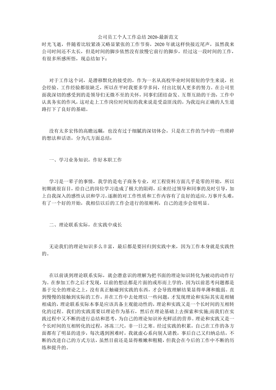 公司员工个人工作总结2020-最新范文.doc_第1页