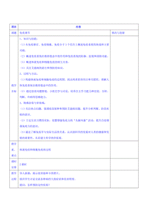 【高中生物】高中生物人教必修三教案：2.4免疫调节+.doc