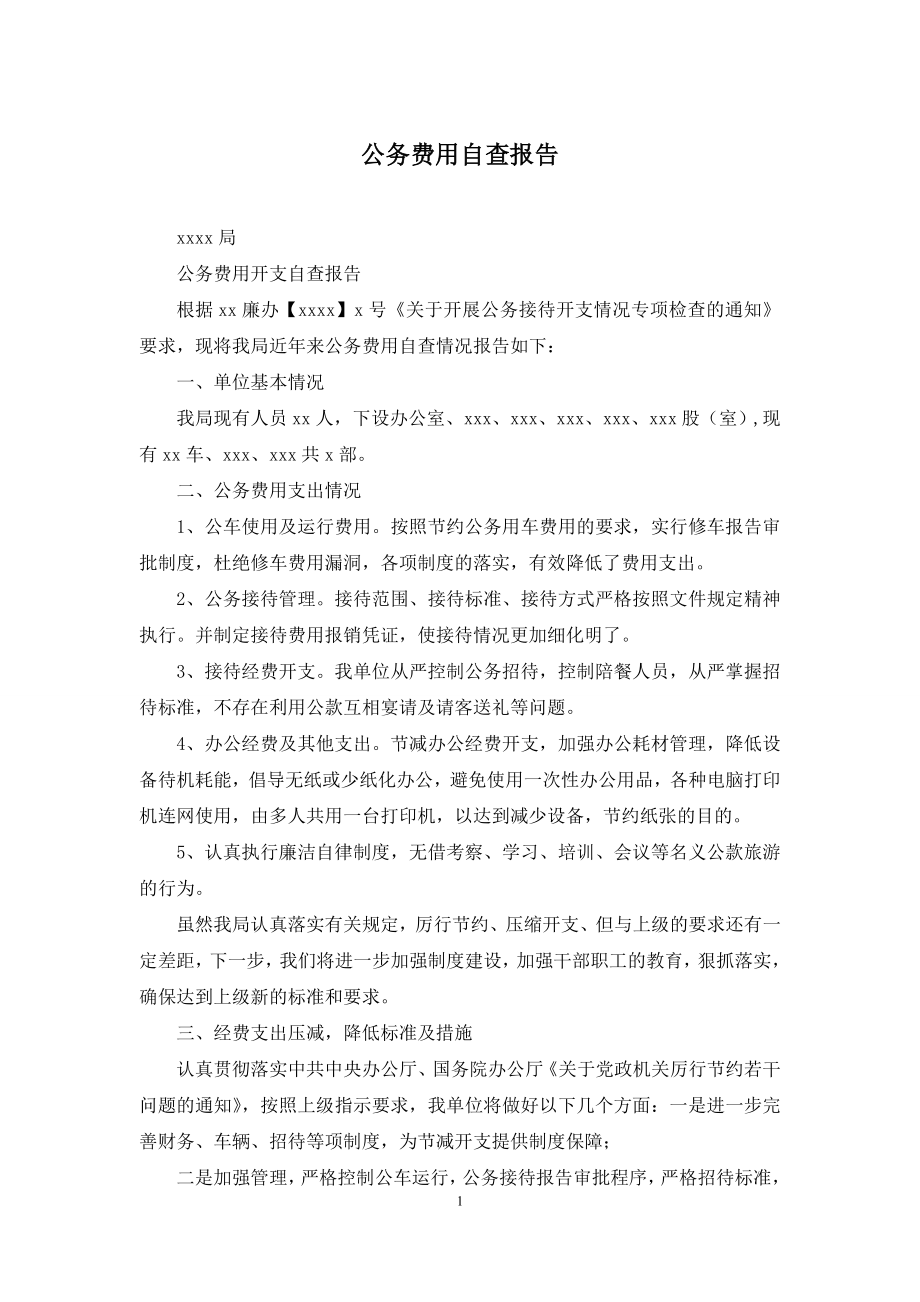 公务费用自查报告.docx_第1页