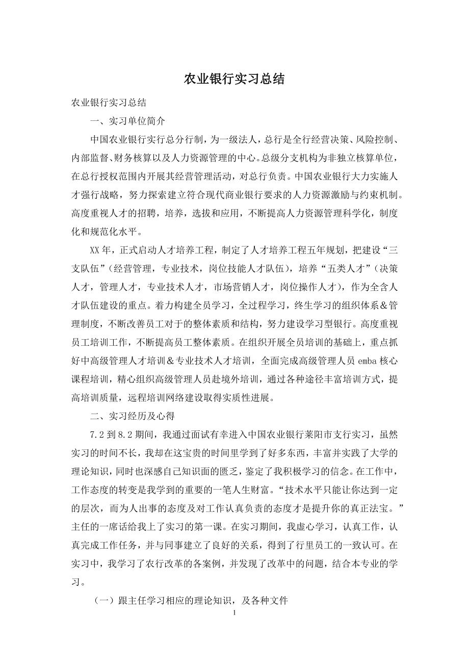 农业银行实习总结.docx_第1页