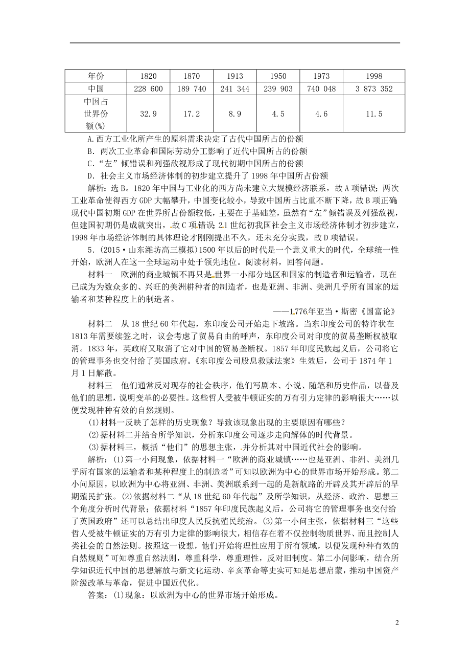 优化方案通史全国卷高考历史二轮总复习第一部分模块四古代西方文明的源头和近代西方文明兴起第三步专项训练.doc_第2页