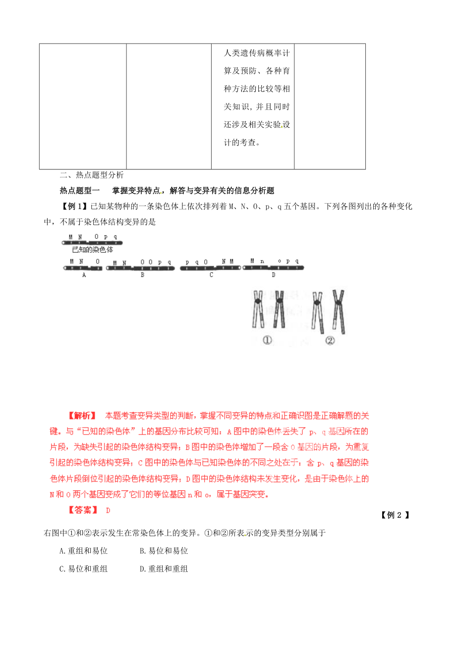 【高中生物】高考生物复习夺标学案：专题09-生物的变异和进化.doc_第2页