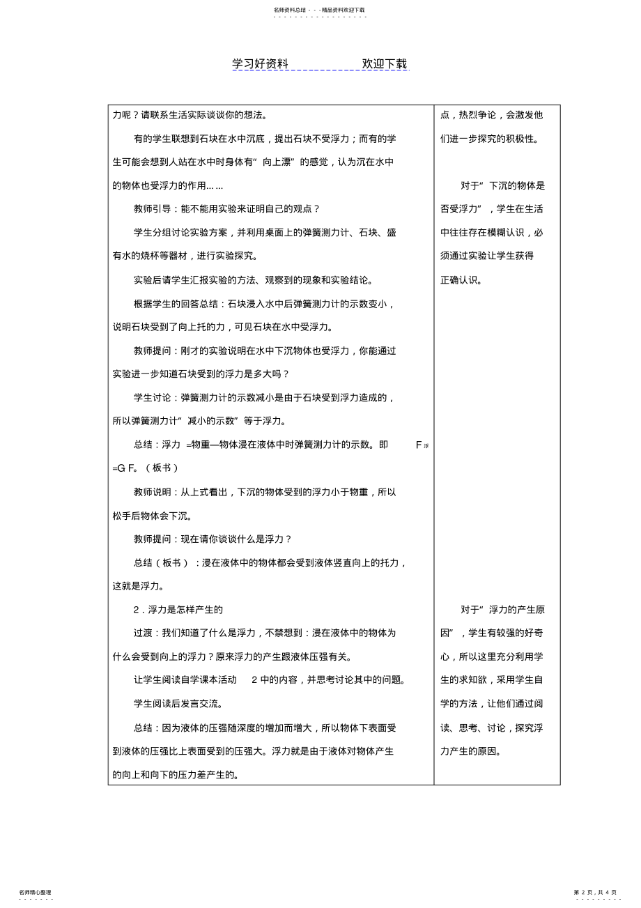 2022年2022年九年级物理上册认识浮力教案沪粤版 .pdf_第2页