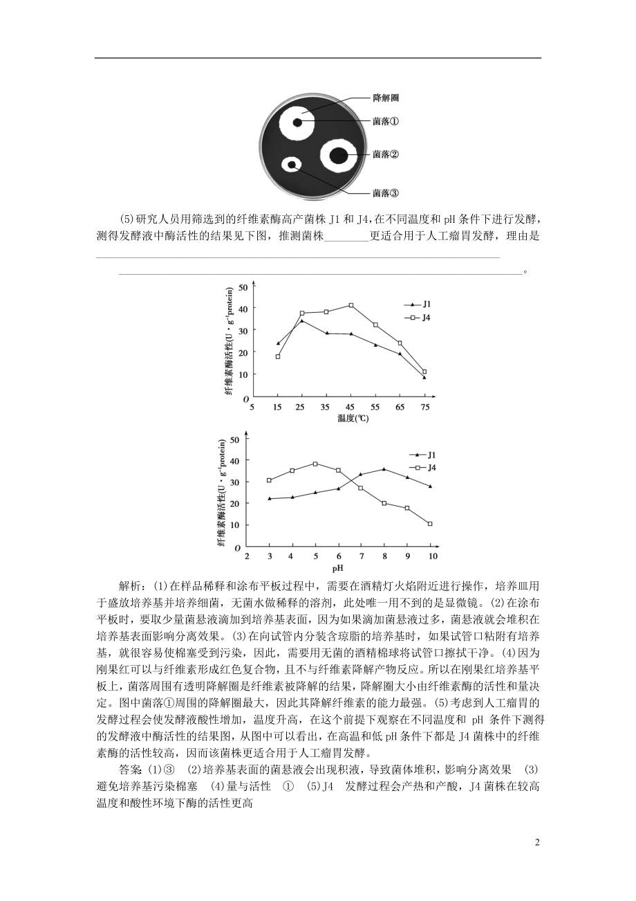 优化方案2017版高考生物大一轮复习第十二单元生物技术实践第43讲微生物的培养与应用随堂反馈演练冲关.doc_第2页