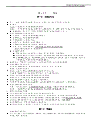 人教版九年级化学知识点总结大全第九单元溶液.docx