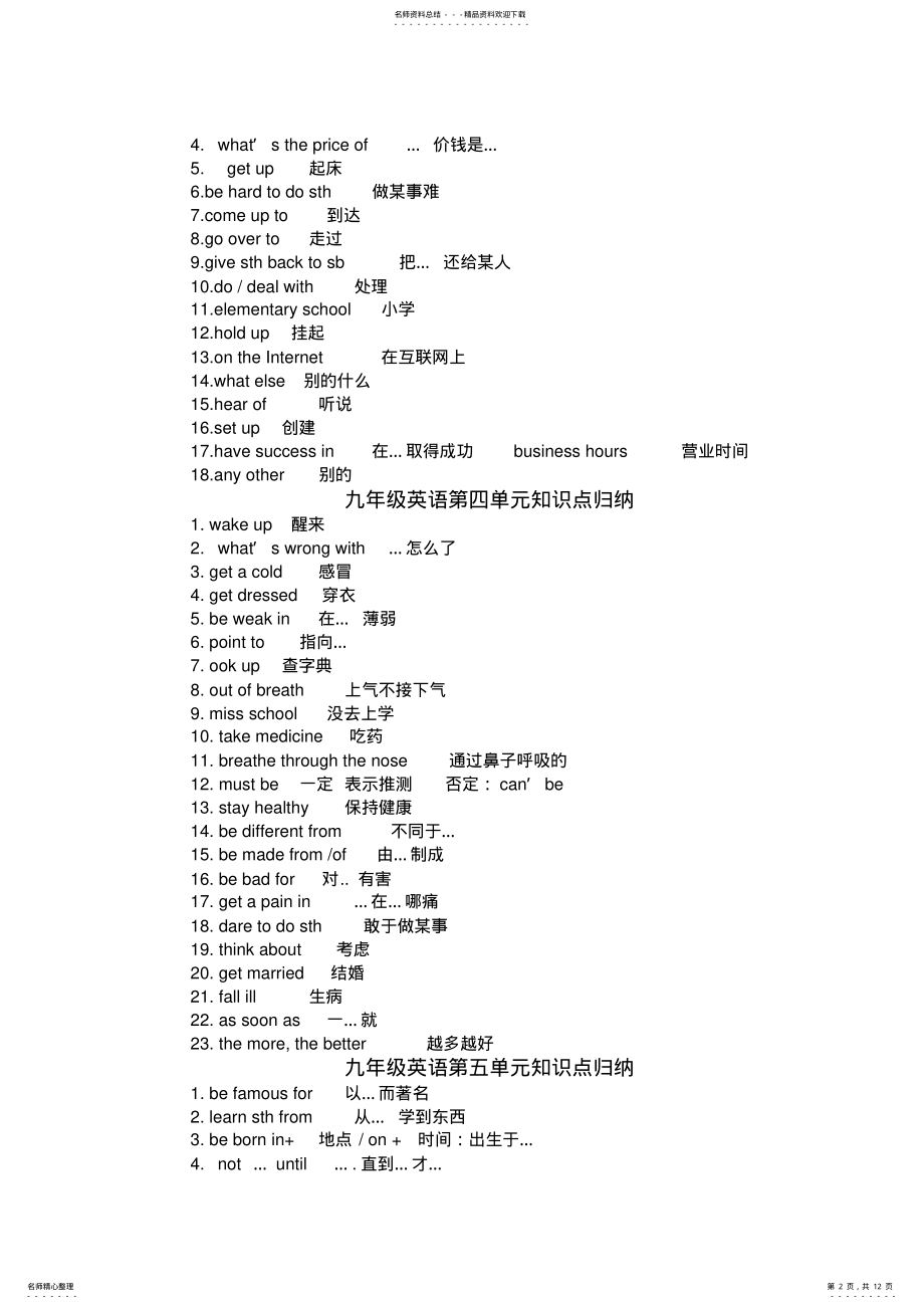 2022年2022年九年级英语全册知识点总结冀教版 .pdf_第2页