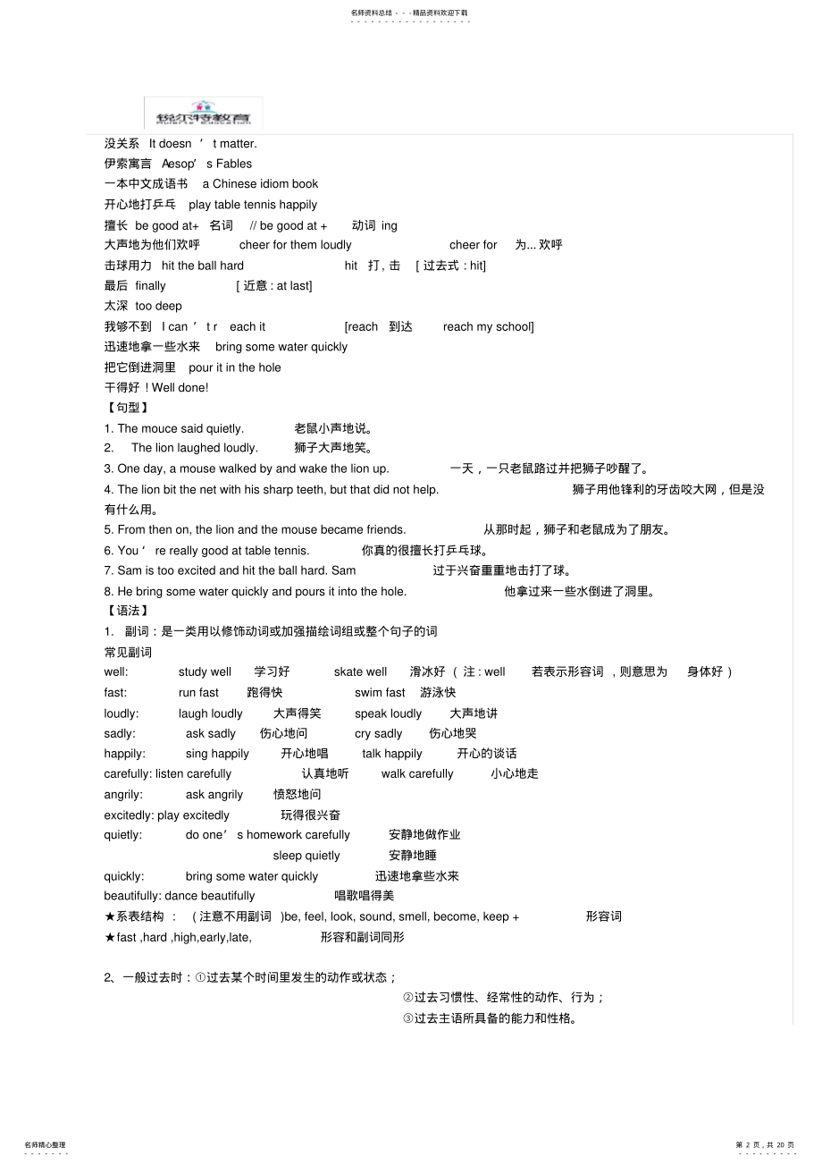 2022年2022年六下英语各单元知识点汇总译林版,推荐文档 .pdf_第2页