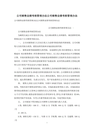 公司销售业绩考核管理办法公司销售业绩考核管理办法.docx