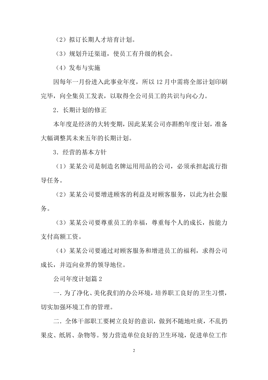 公司年度计划合集八篇.docx_第2页