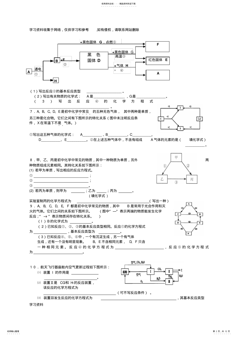 2022年2022年九年级化学上册推断题专项训练模板 .pdf_第2页