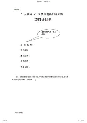 2022年2022年互联网+创新创业项目实施计划书模板 .pdf