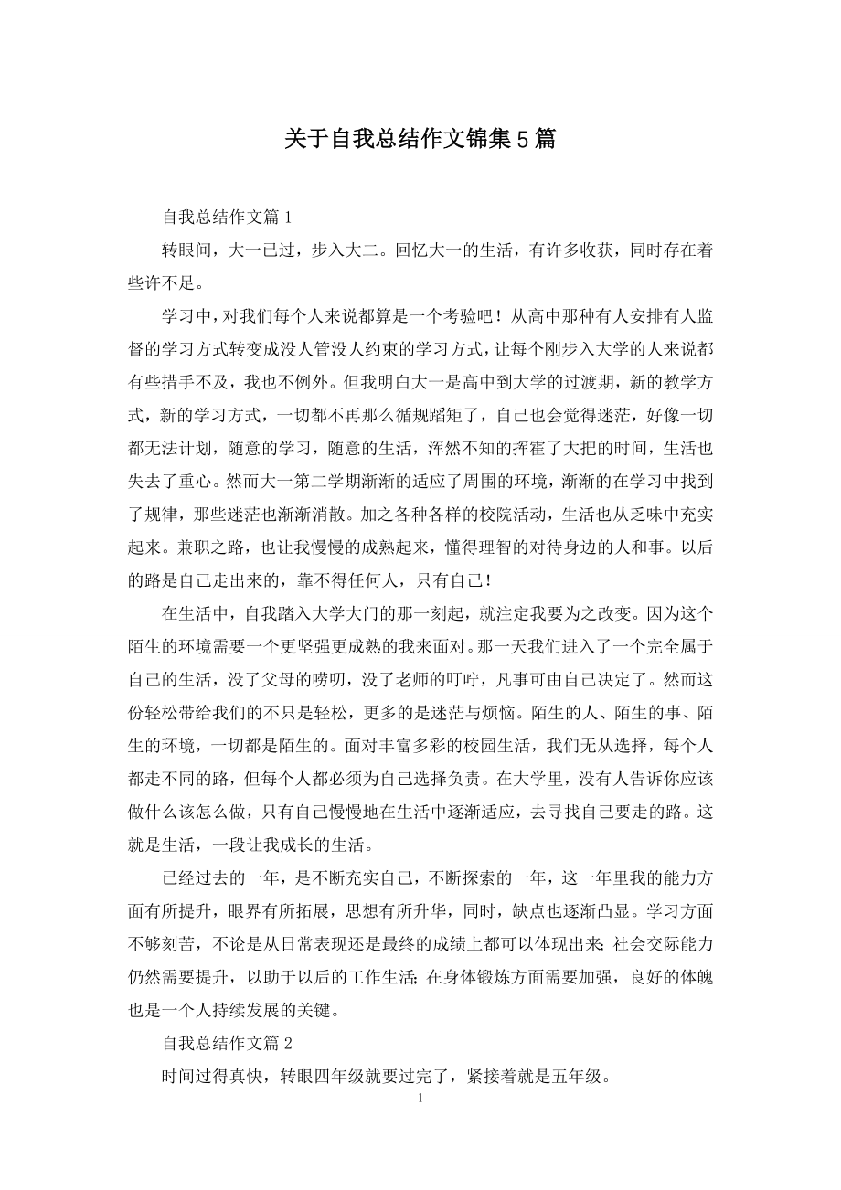 关于自我总结作文锦集5篇.docx_第1页