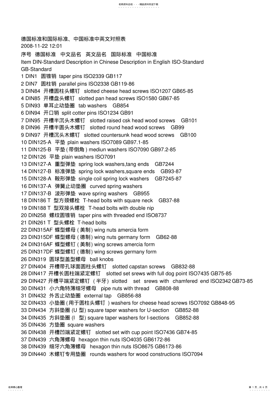 2022年德国标准和国际标准、中国标准中英文对照表 .pdf_第1页