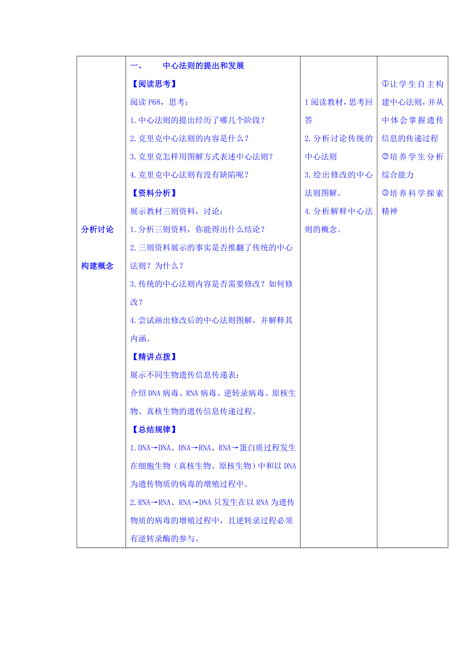 【高中生物】【整合】人教版高一生物必修2教案+4.2基因对性状的控制(第一课时)+.doc_第2页