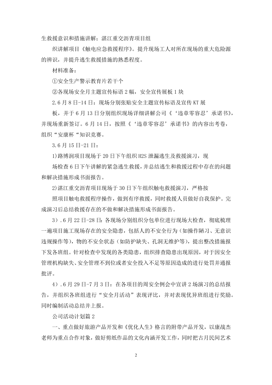 关于公司活动计划锦集十篇.docx_第2页