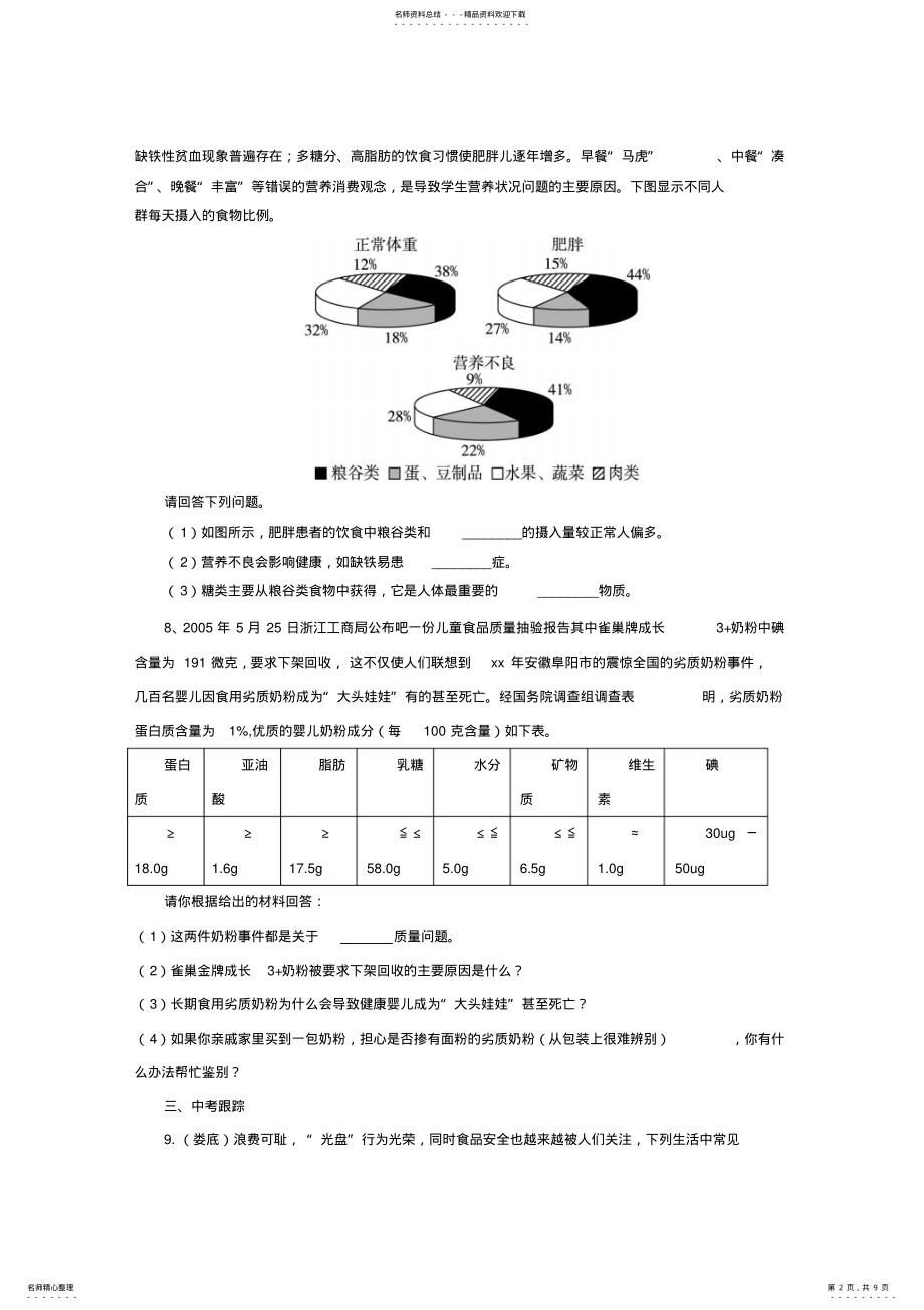 2022年-七年级生物下册..食品安全同步练习冀教版 .pdf_第2页