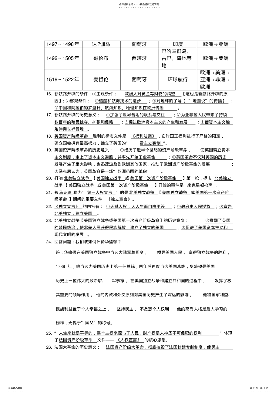 2022年2022年九年级上册历史复习提纲北师大版 .pdf_第2页