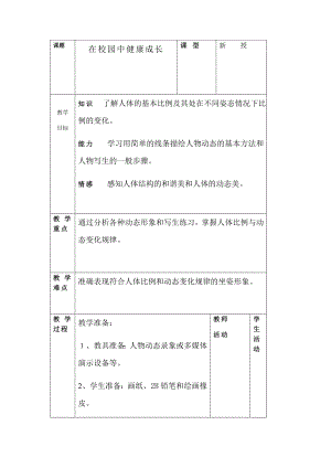 人教版美术七上第2课《在校园中健康成长》教学设计.doc