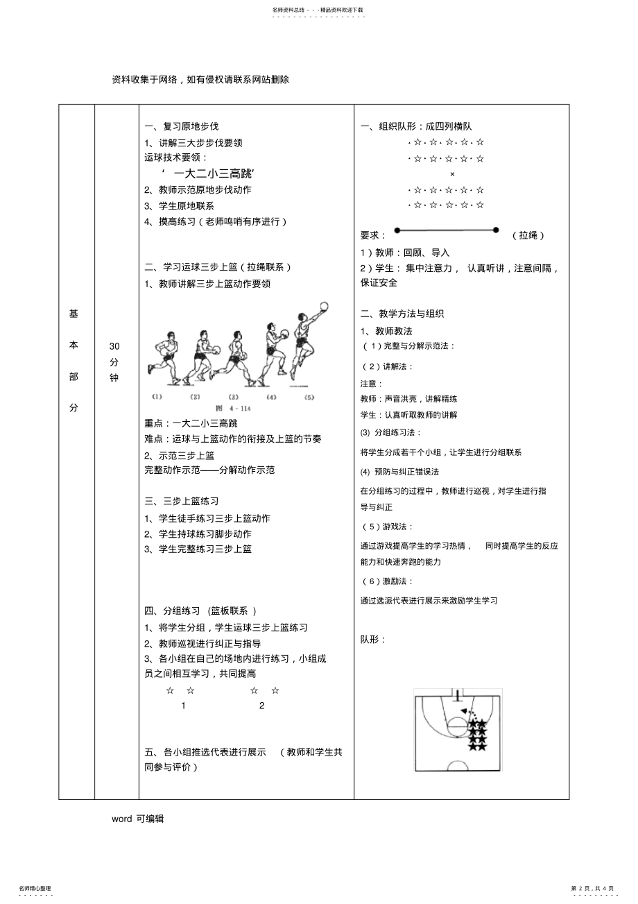 2022年2022年公开课篮球三步上篮教案演示教学 .pdf_第2页