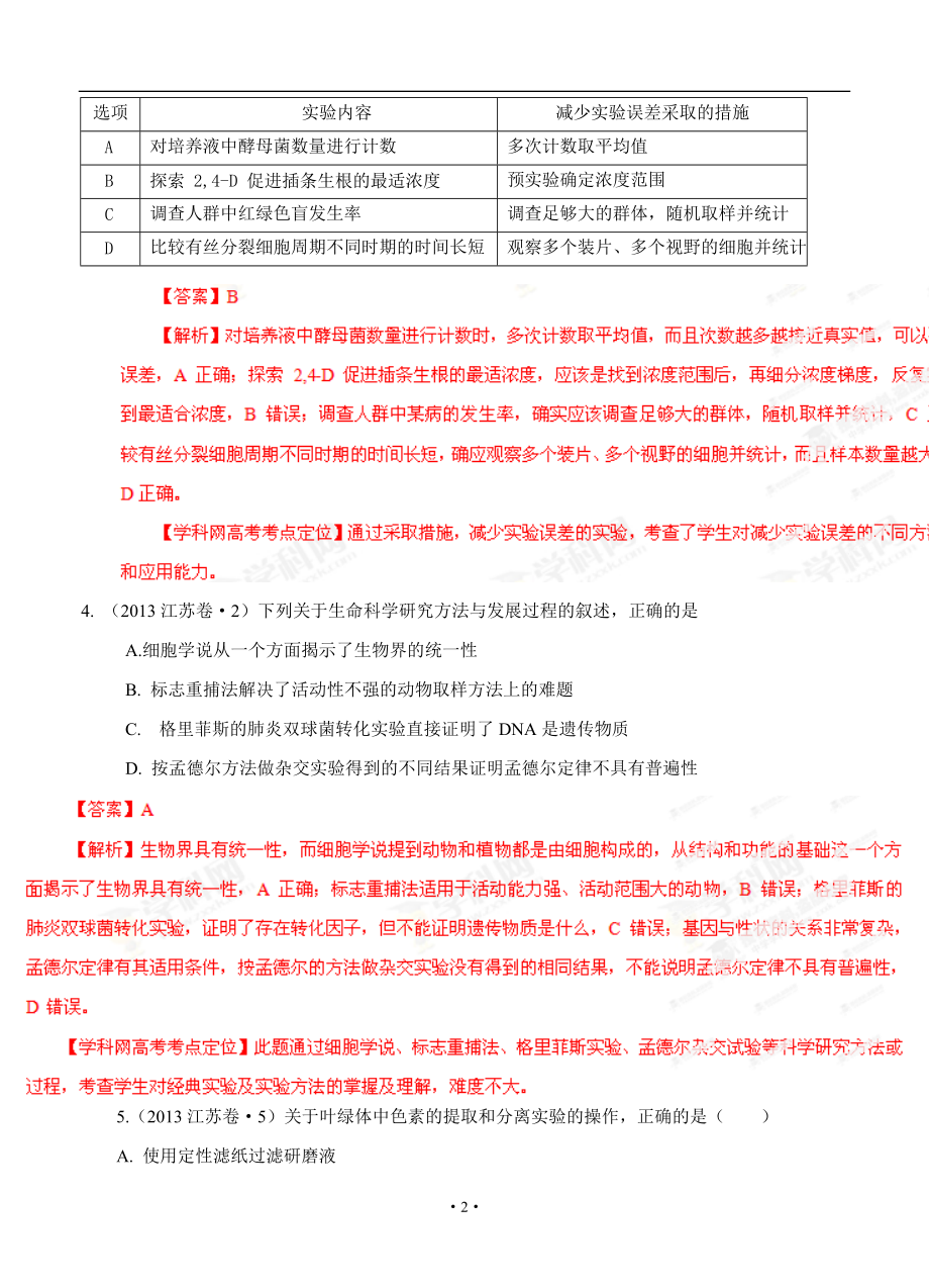 【高中生物】高考试题分项版解析生物-专题15-课本基本实验和经典实验专题(解析版).doc_第2页