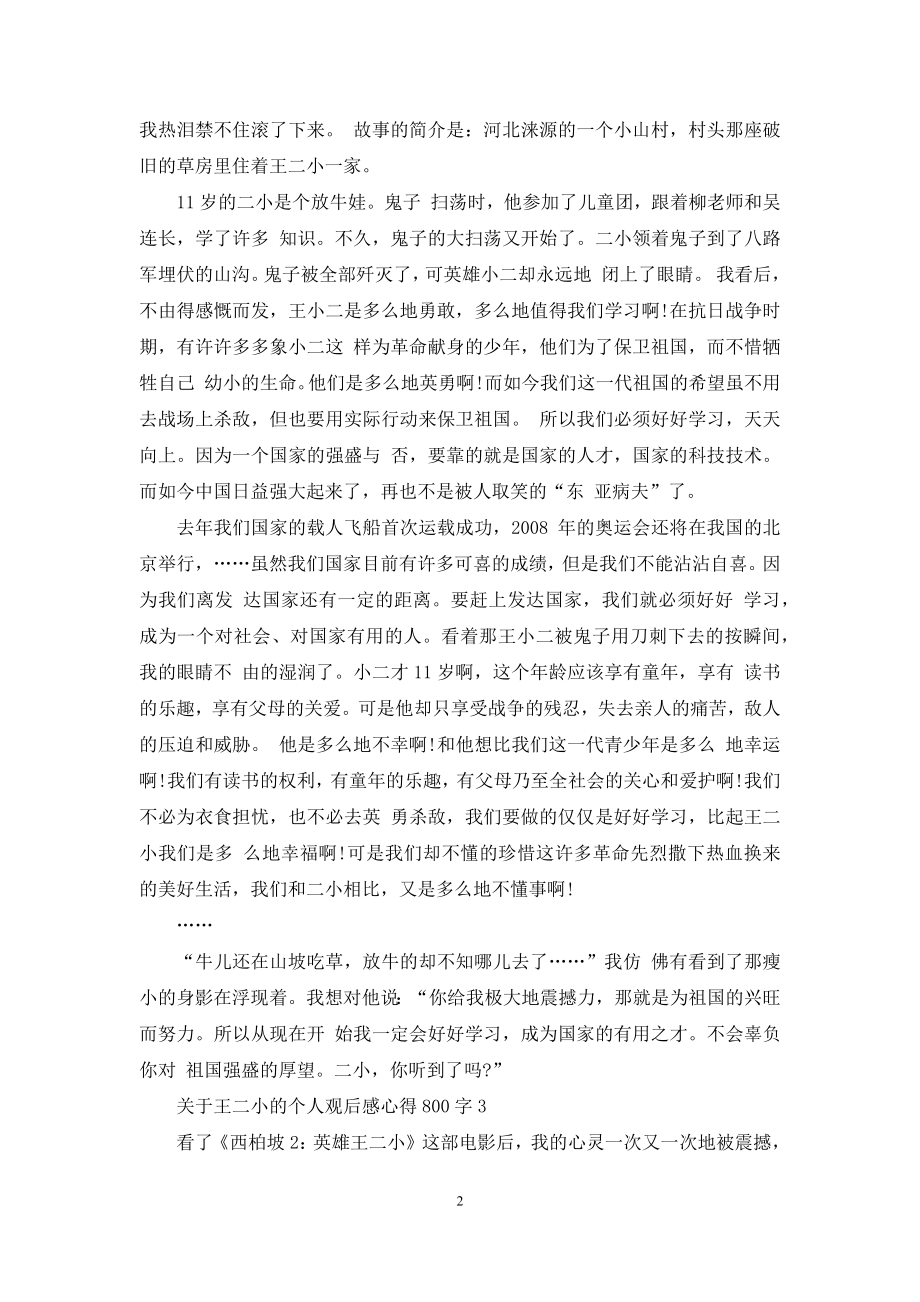 关于王二小的个人观后感心得800字5篇.docx_第2页