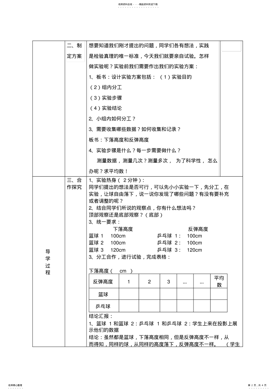 2022年2022年六年级数学数学好玩《反弹高度》教学设计 .pdf_第2页