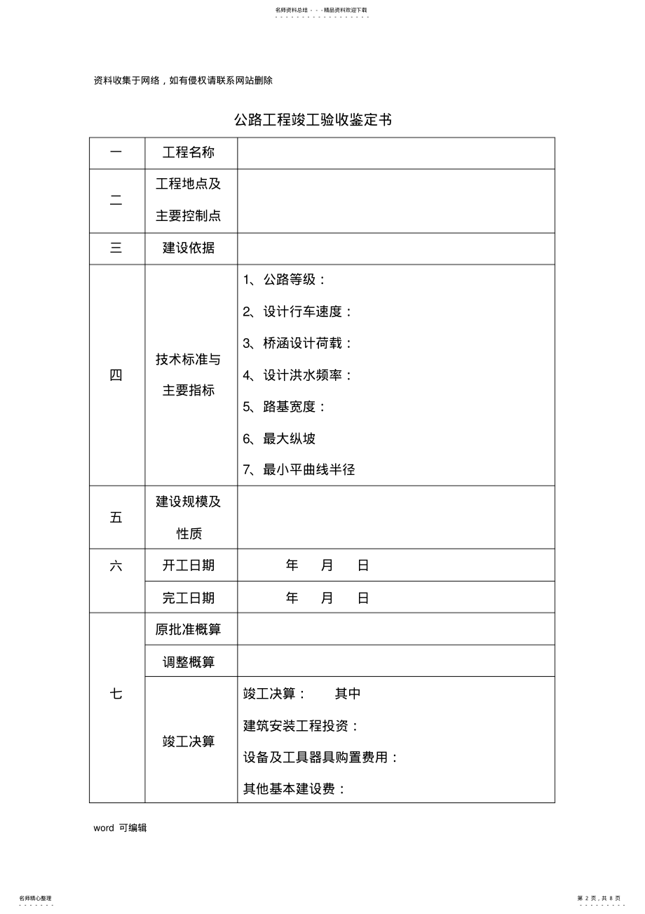 2022年2022年公路工程竣工验收报告格式讲解学习 .pdf_第2页