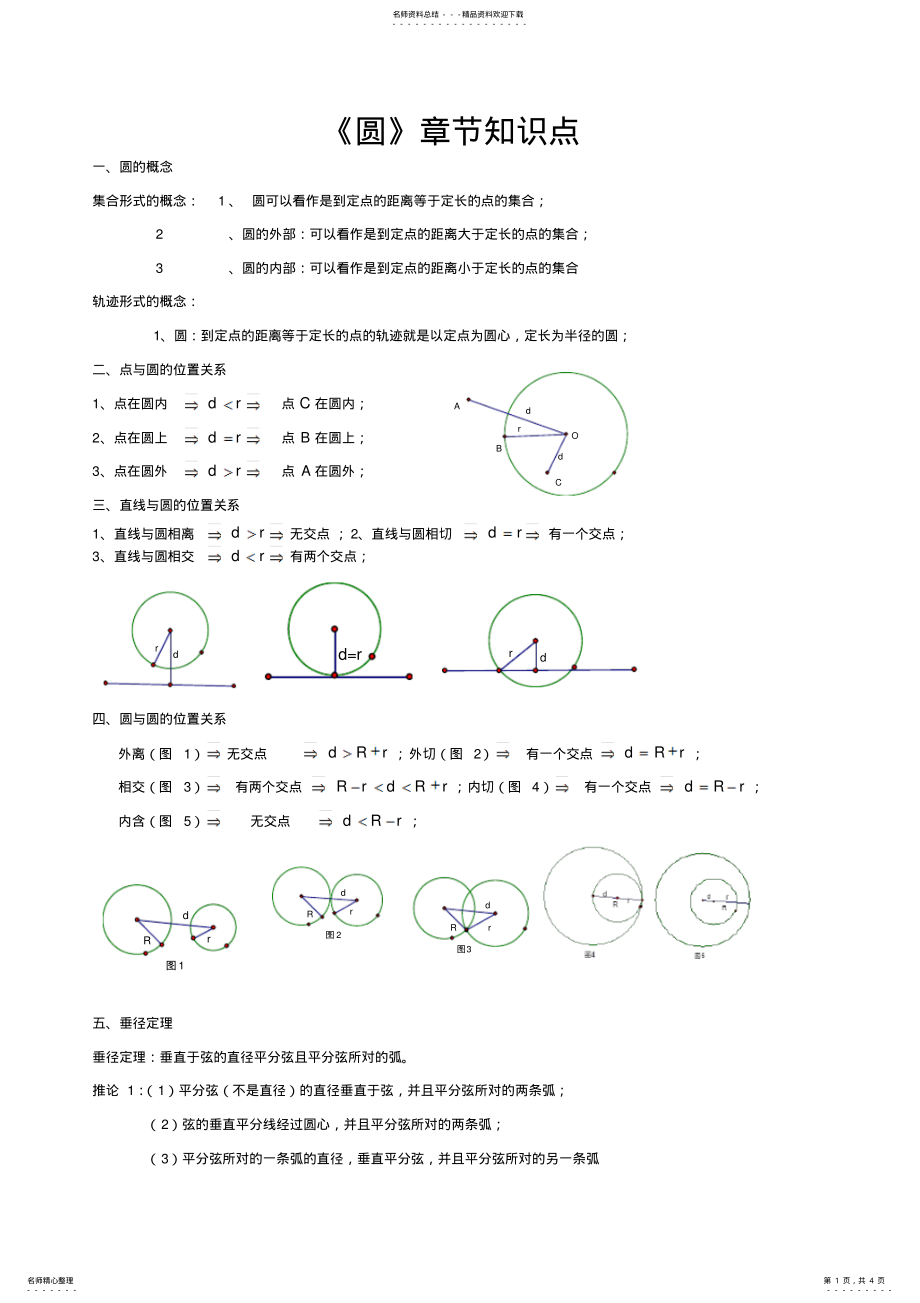 2022年2022年很全面的初三数学上册圆的知识点总结 .pdf_第1页