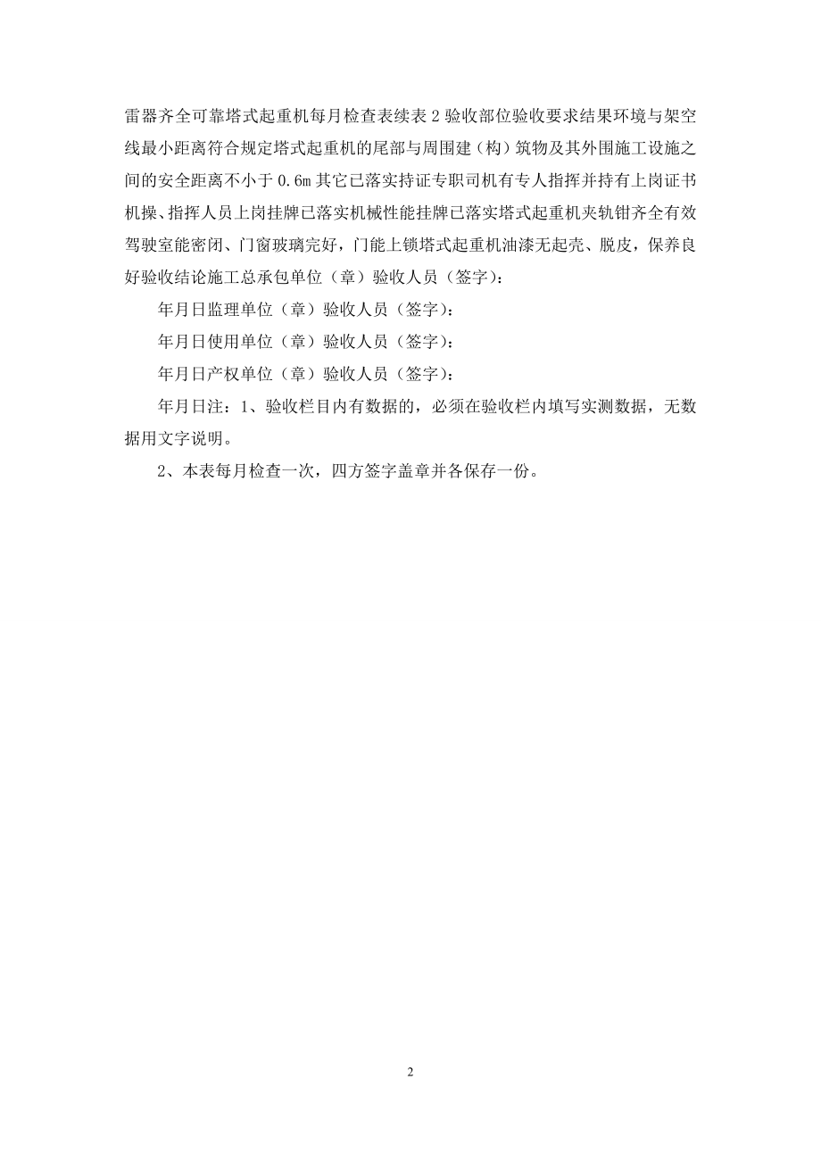 塔式起重机每月检查表.docx_第2页