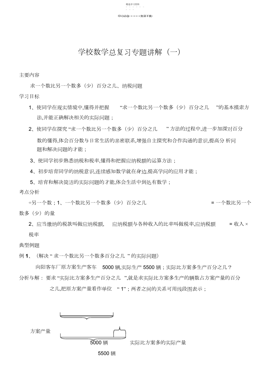 2022年数学六年级人教新课标总复习专题讲解百分数应用题.docx_第1页