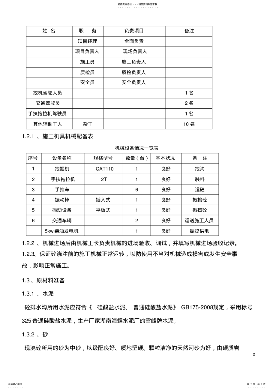 2022年排水沟混凝土施工方案 .pdf_第2页