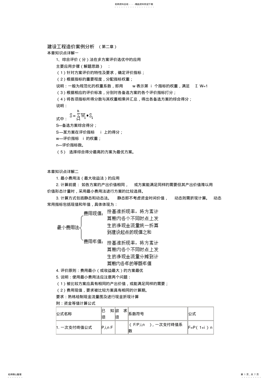 2022年2022年建设工程造价案例分析知识点汇总 .pdf_第1页