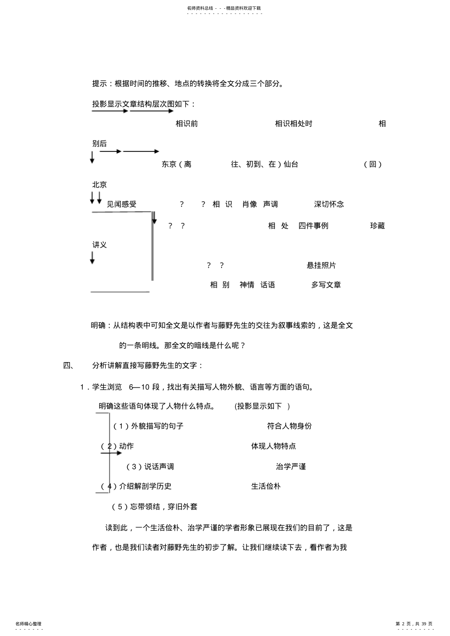 2022年新人教版初中八年级语文《藤野先生》教案 .pdf_第2页