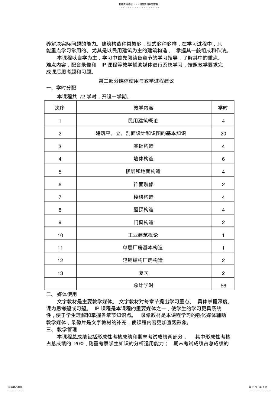 2022年2022年建筑构造课程教学大纲 .pdf_第2页