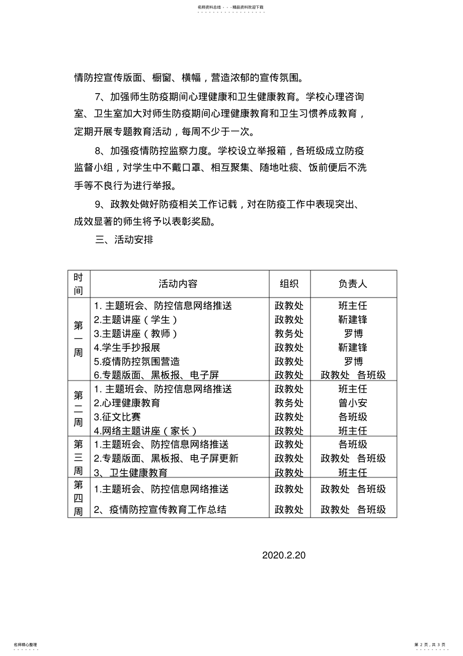 2022年2022年开学新冠肺炎疫情防控知识宣传教育方案 .pdf_第2页