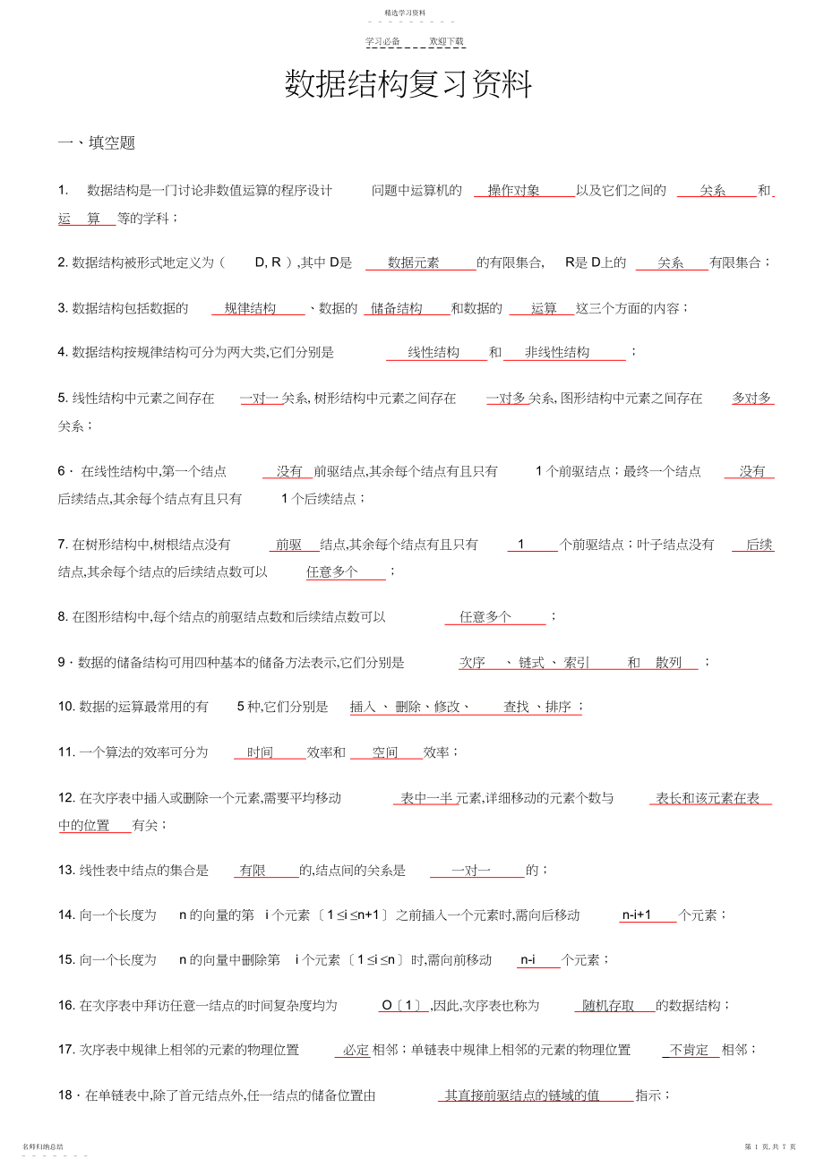 2022年数据结构知识点复习资料.docx_第1页